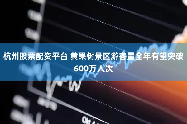 杭州股票配资平台 黄果树景区游客量全年有望突破600万人次